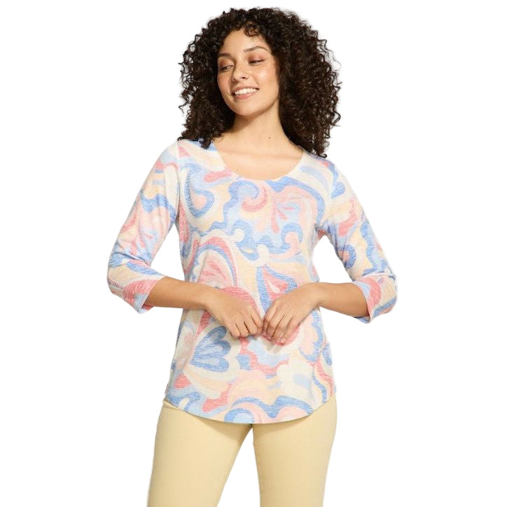 FDJ French Dressing Groovy Print Boat Neck Top