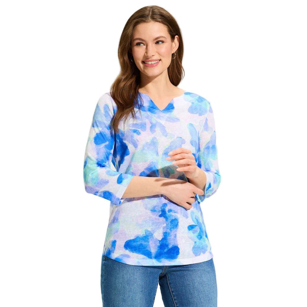 FDJ French Dressing Blue Watercress Notch Neck Top