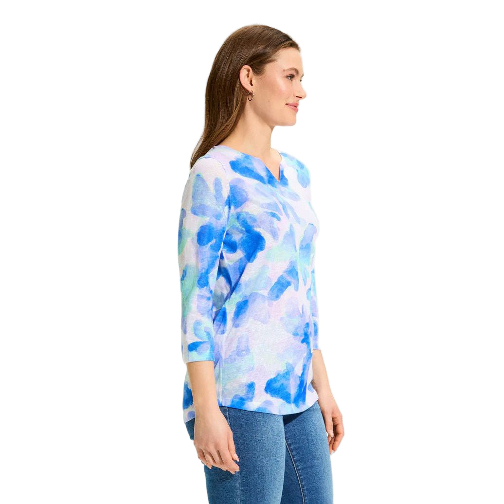 FDJ French Dressing Blue Watercress Notch Neck Top