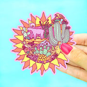 Desert Sun Landscape Wildlife Cactus Vinyl Sticker