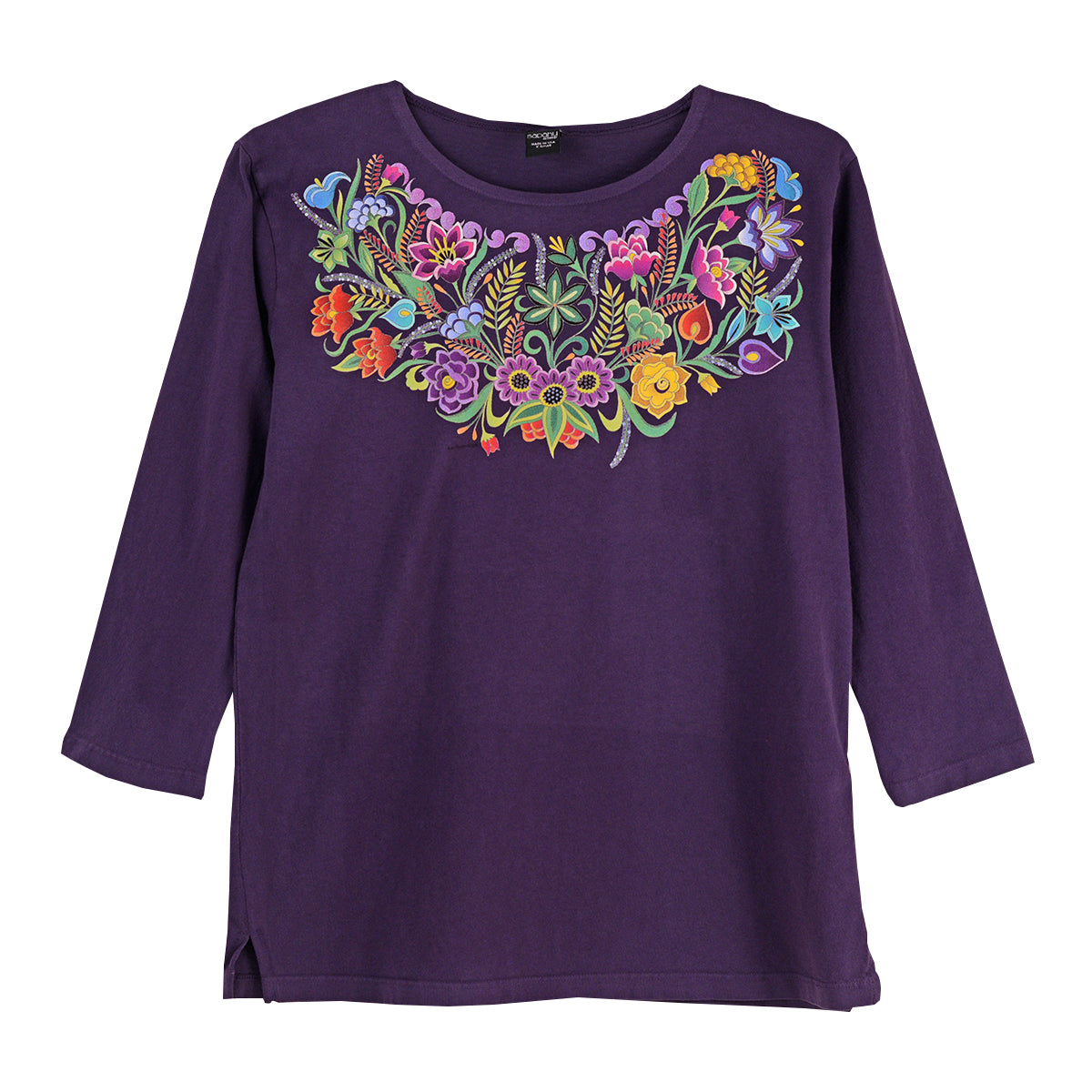 Sabaku Las Flores Huipil 3/4 Sleeve Tee (BLKBER)