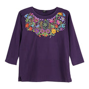 Sabaku Las Flores Huipil 3/4 Sleeve Tee (BLKBER)