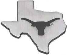 State of Texas Matte Chrome with Black Longhorn  Vehicle Auto Car Emblem (UTX-DEB-Matt )