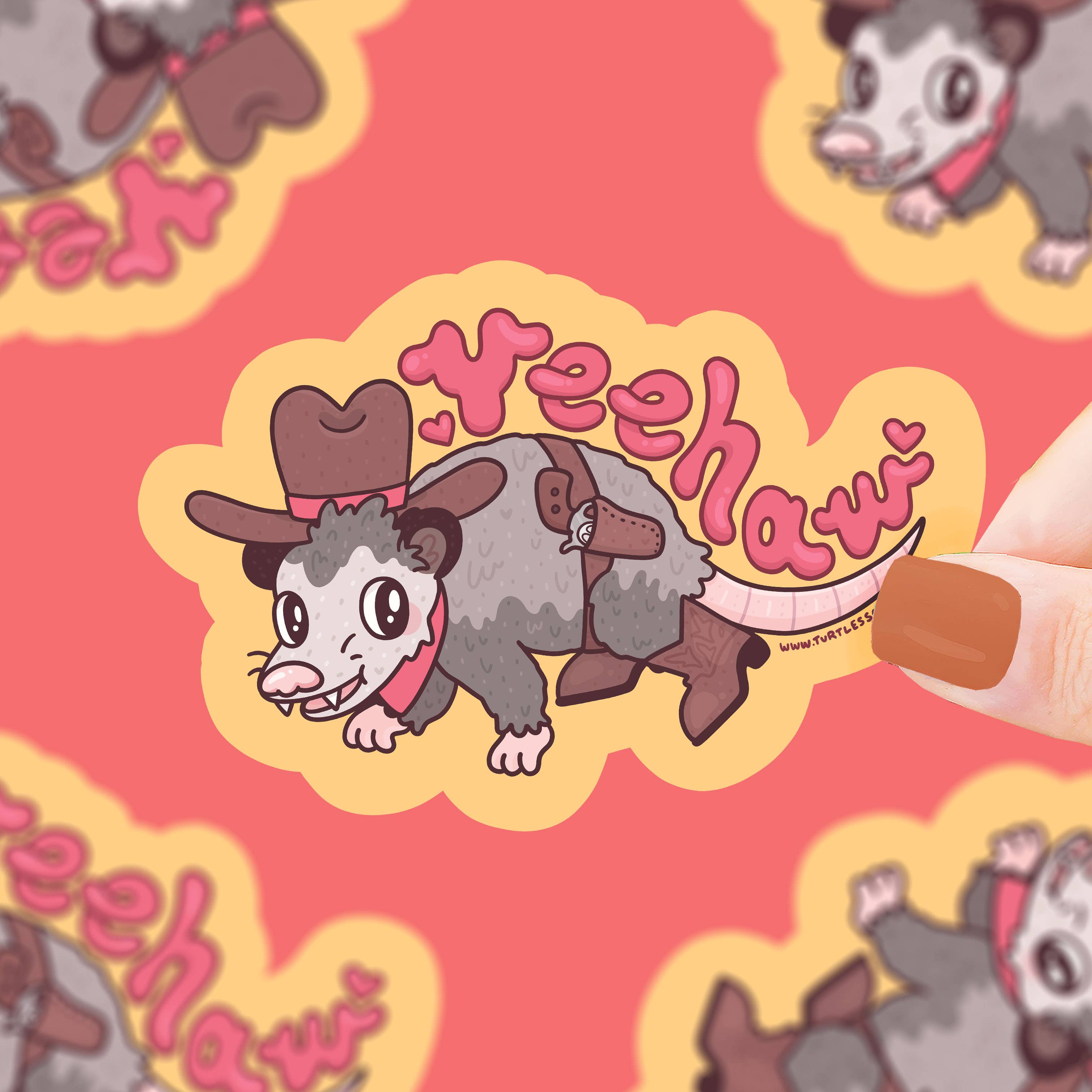 Rodeo Opossum Yee Haw Cowboy Western Vinyl Sticker