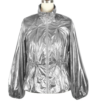 Damee Metallic Grey Drawstring Short Jacket (4975-MGY)