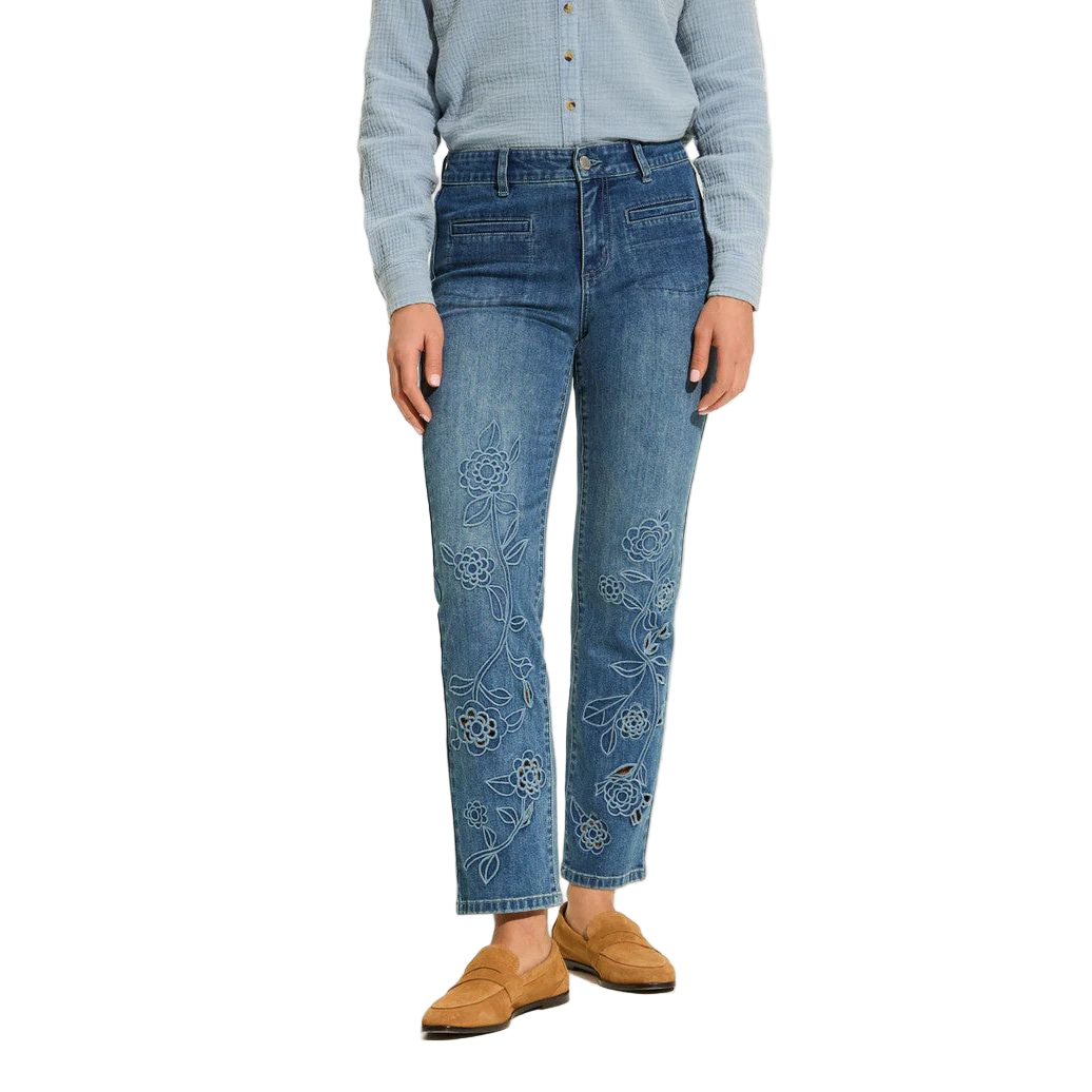 FDJ French Dressing Christina Floral Detail Straight Leg Ankle Jeans