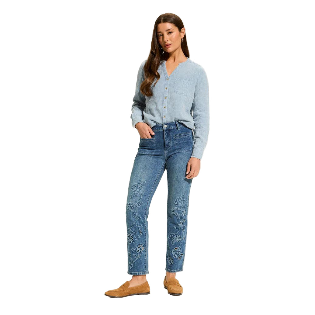 FDJ French Dressing Christina Floral Detail Straight Leg Ankle Jeans