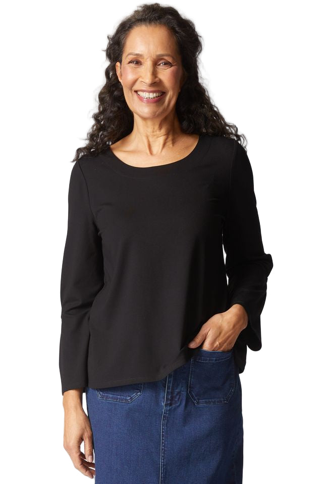 Habitat Core Travel Pleated Sleeve Black Tee (55921)