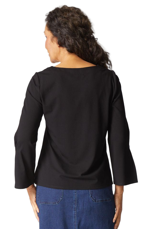Habitat Core Travel Pleated Sleeve Black Tee (55921)