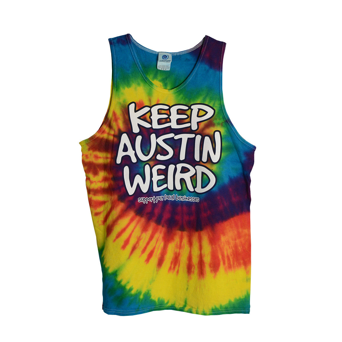 Outhouse Keep Austin Weird  Multi-Color Tie Dye Tank