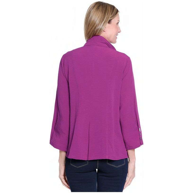 Ali Miles Woven Button Front Solid Magenta Tunic (A65101BM)