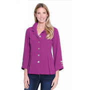 Ali Miles Woven Button Front Solid Magenta Tunic (A65101BM)