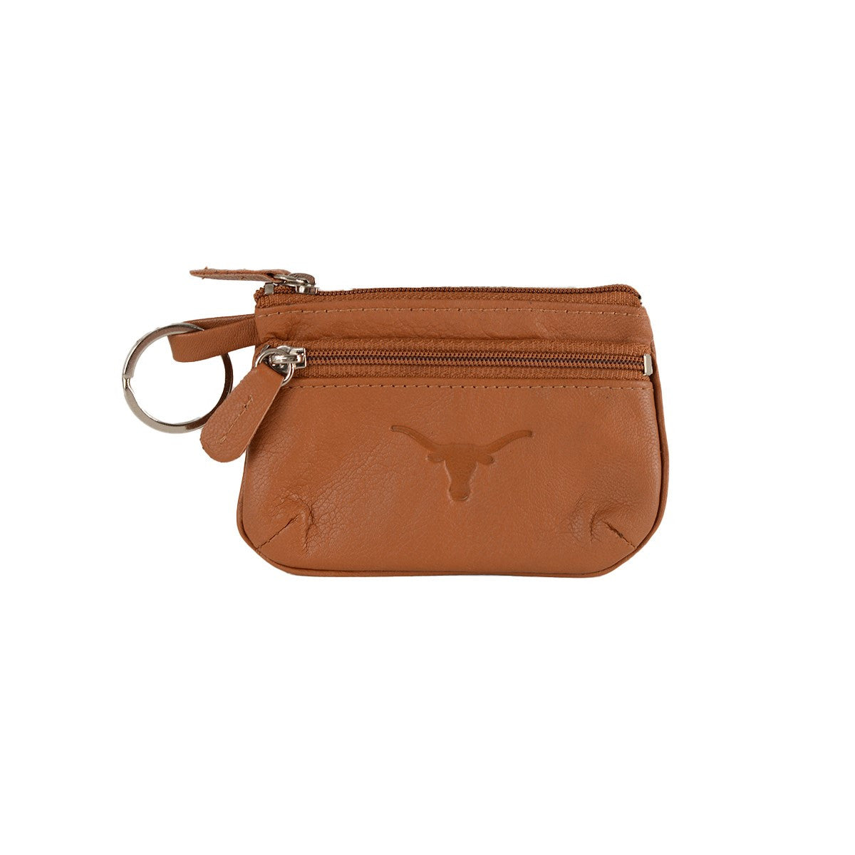 Texas Longhorn Leather Embossed Coin Case with ID (701LTN)