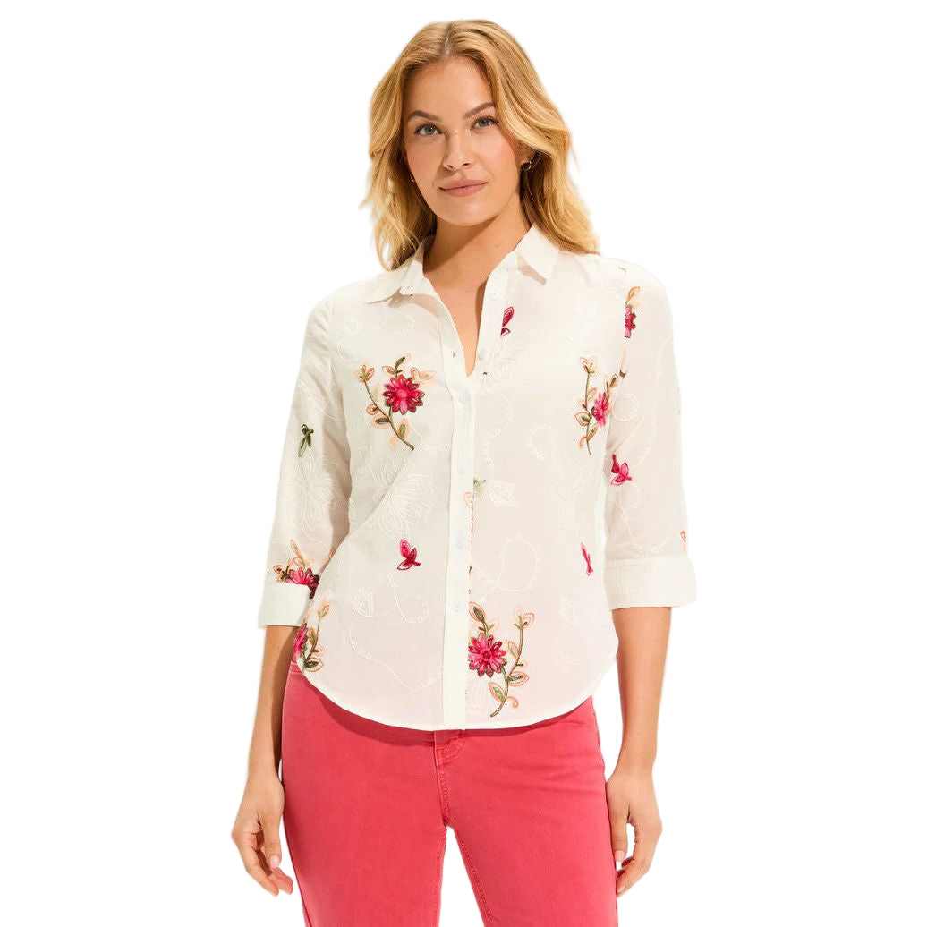 FDJ French Dressing Classic Embroidered Voile Shirt (WHT)