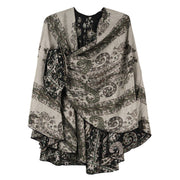 Rapti 100% Cashmere Reversible Loop Shawl (#75) (Black, white, green)