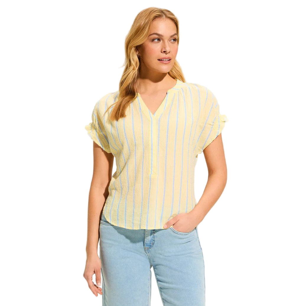 FDJ French Dressing Crinkle Lemonade Stripe Top