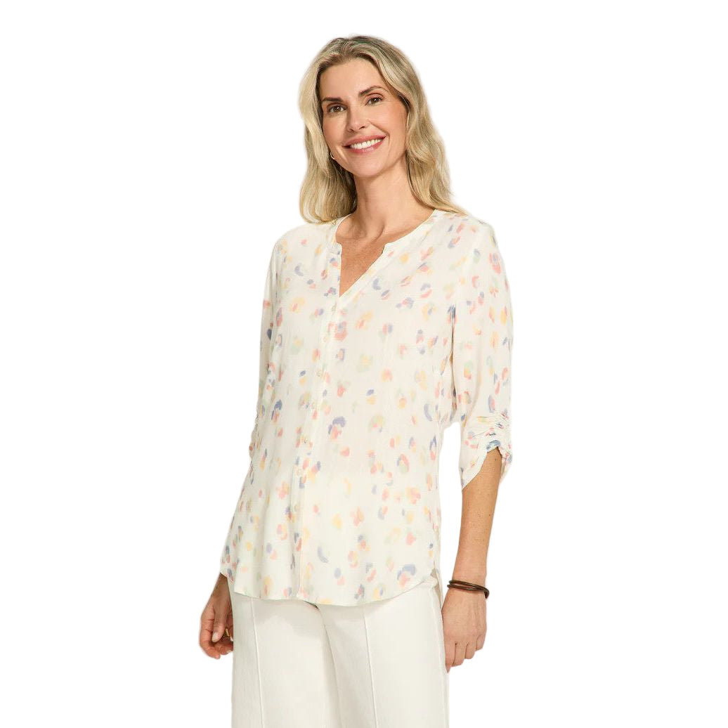 FDJ French Dressing Leopard Print Smocked Sleeve Top