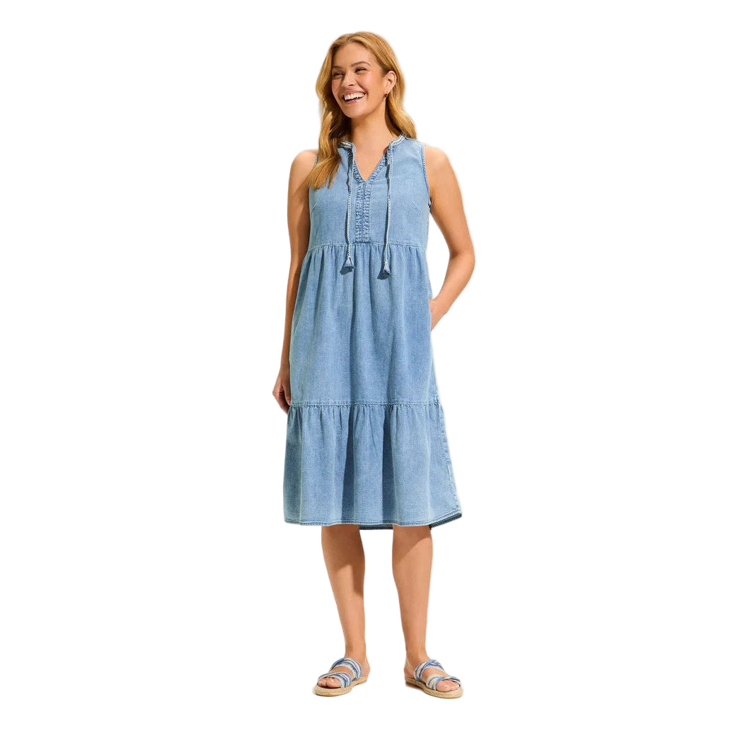 FDJ French Dressing Light Denim Tiered Dress