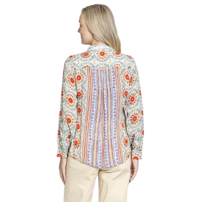 APNY Button Front Roll Tab Sleeve Shirt (ORNG/GLD)