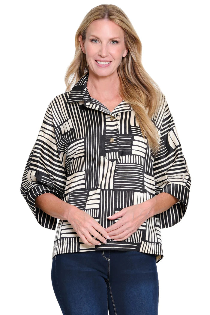 Ali Miles Woven Modern Print Pop Over Tunic