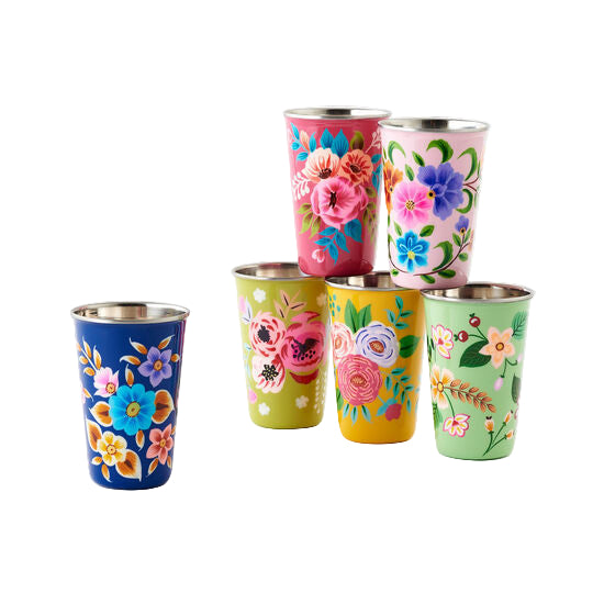 Festive Hand Painted Floral Cup (6 Colors) (IN0273)
