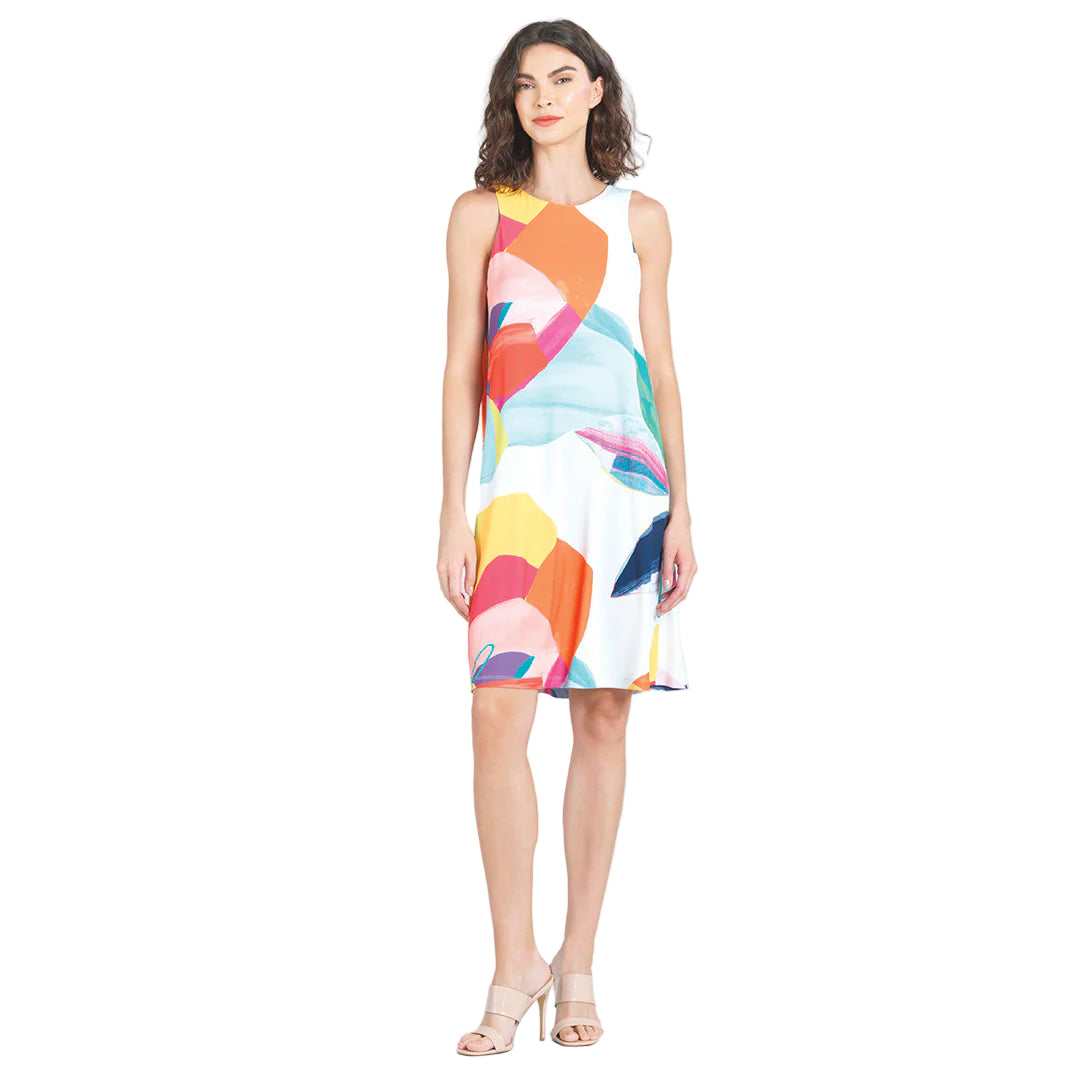 Clara Sun Woo Graphic Floral Print Sleeveless Swing Dress (DR522P45)