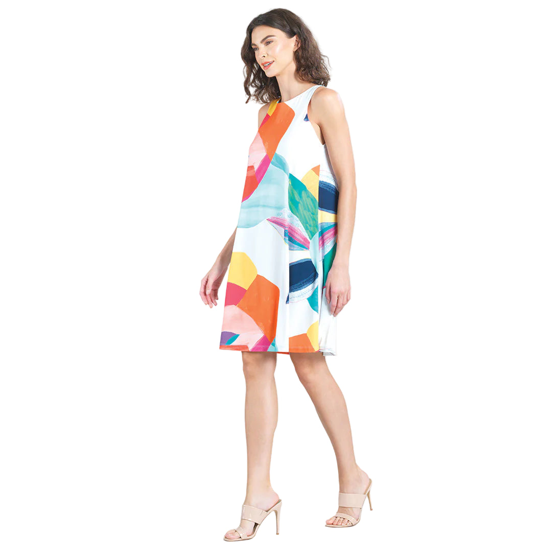 Clara Sun Woo Graphic Floral Print Sleeveless Swing Dress (DR522P45)