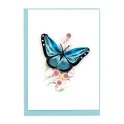 Quilling Card  Enclosure Card Blue Butterlfy & Pink Flowers ( GE597)