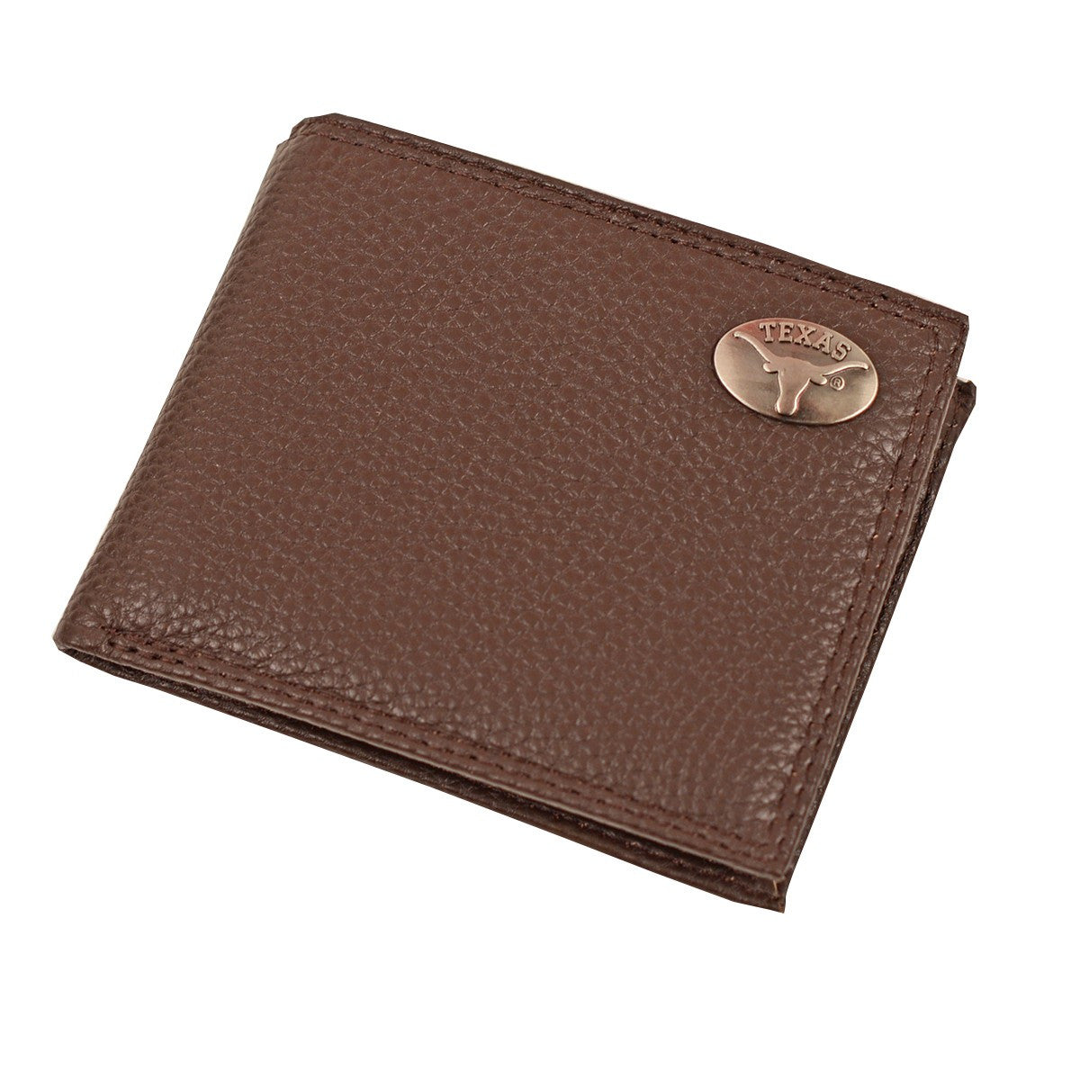 Texas Longhorn Brown Pebble Leather Bi-Fold Pass Case Wallet (LWTIP)