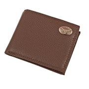Texas Longhorn Brown Pebble Leather Bi-Fold Pass Case Wallet (LWTIP)