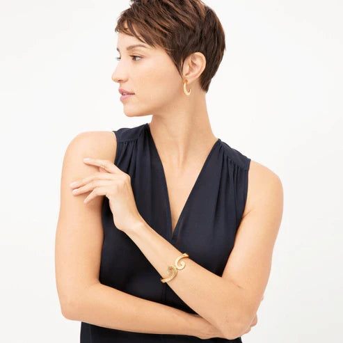 Brighton Royal Hinged Brushed Gold Bangle (JB5961)