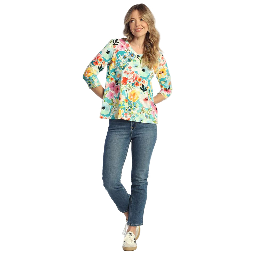 Jess & Jane Blooming V-Neck Top