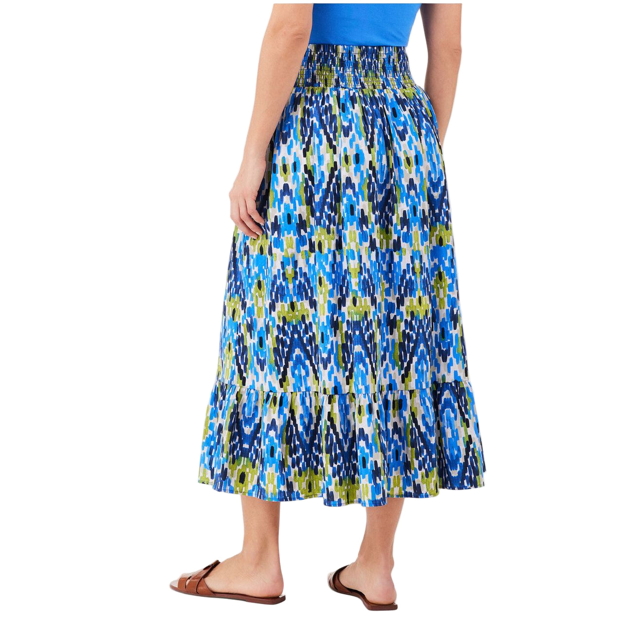 Nic & Zoe Diamond Dash Print Tiered Long Skirt (BLU/MULTI)