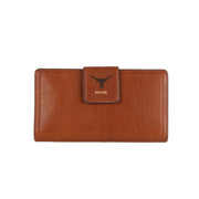 Texas Longhorn Fossil Leather Logan Logo Embossed Clutch Tab Wallet (PR78300200) BROWN