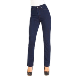 Button closure-zip front/Heart detail rivets
Higher Rise/Sits at the natural waist
Form fitting through hip and thighs/Straight through knees and calves
Flattens the tummy and lifts the behind/Faux front pockets/2 back pockets 
Front rise: 9 3/4" Inseam: 30??ó???Ñ Leg opening circumference: 14 3/4??ó???Ñ
Material: 65% Cotton, 35% Lycra
Style#4439214