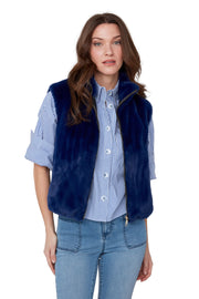 Renuar Vegan Fur Short Oxford Blue Vest( R3879L-E3011) (Oxford Blue)