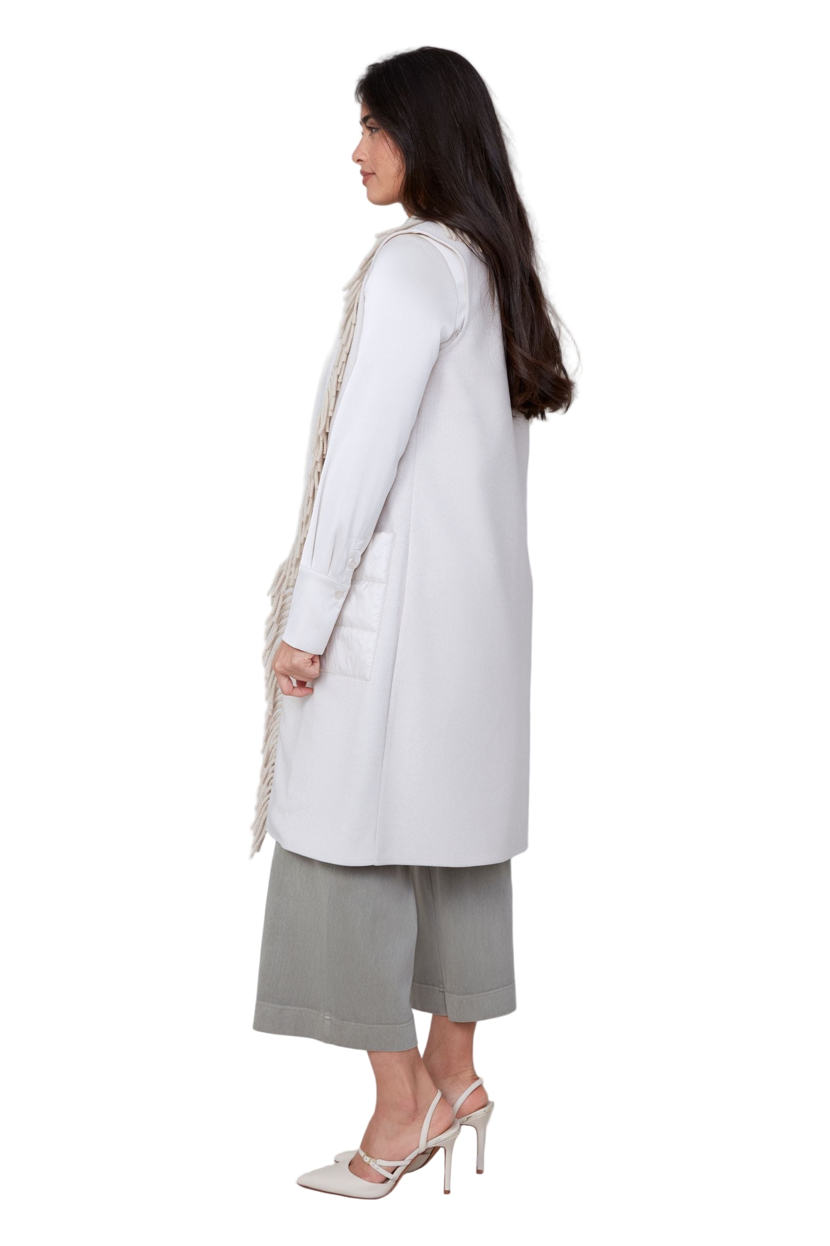 Renuar Oatmeal Long Knit Vest