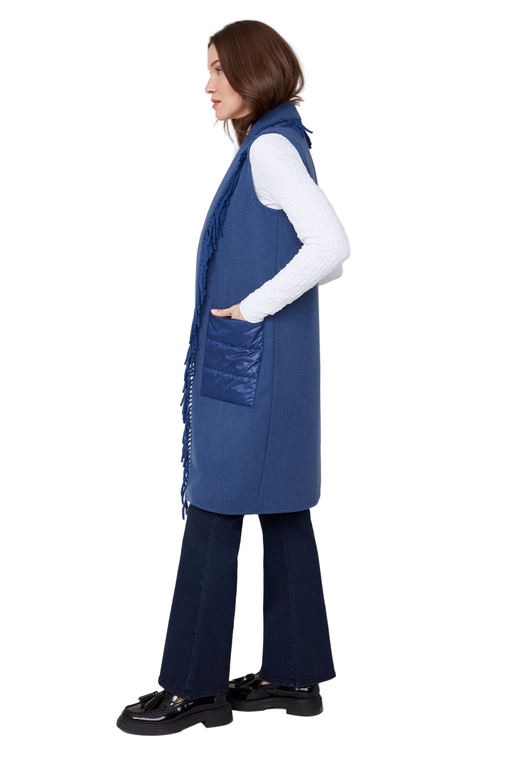 Renuar Oxford Blue Long Knit Vest