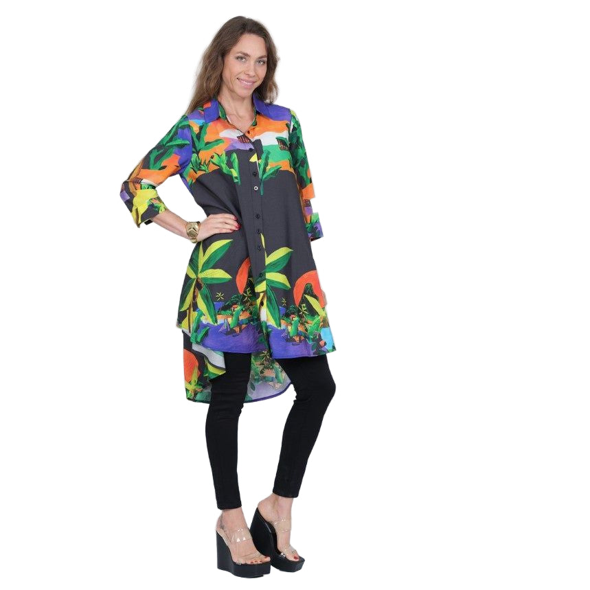Lior Boyfriend Long Swing Shirt/Dress (Tropical)