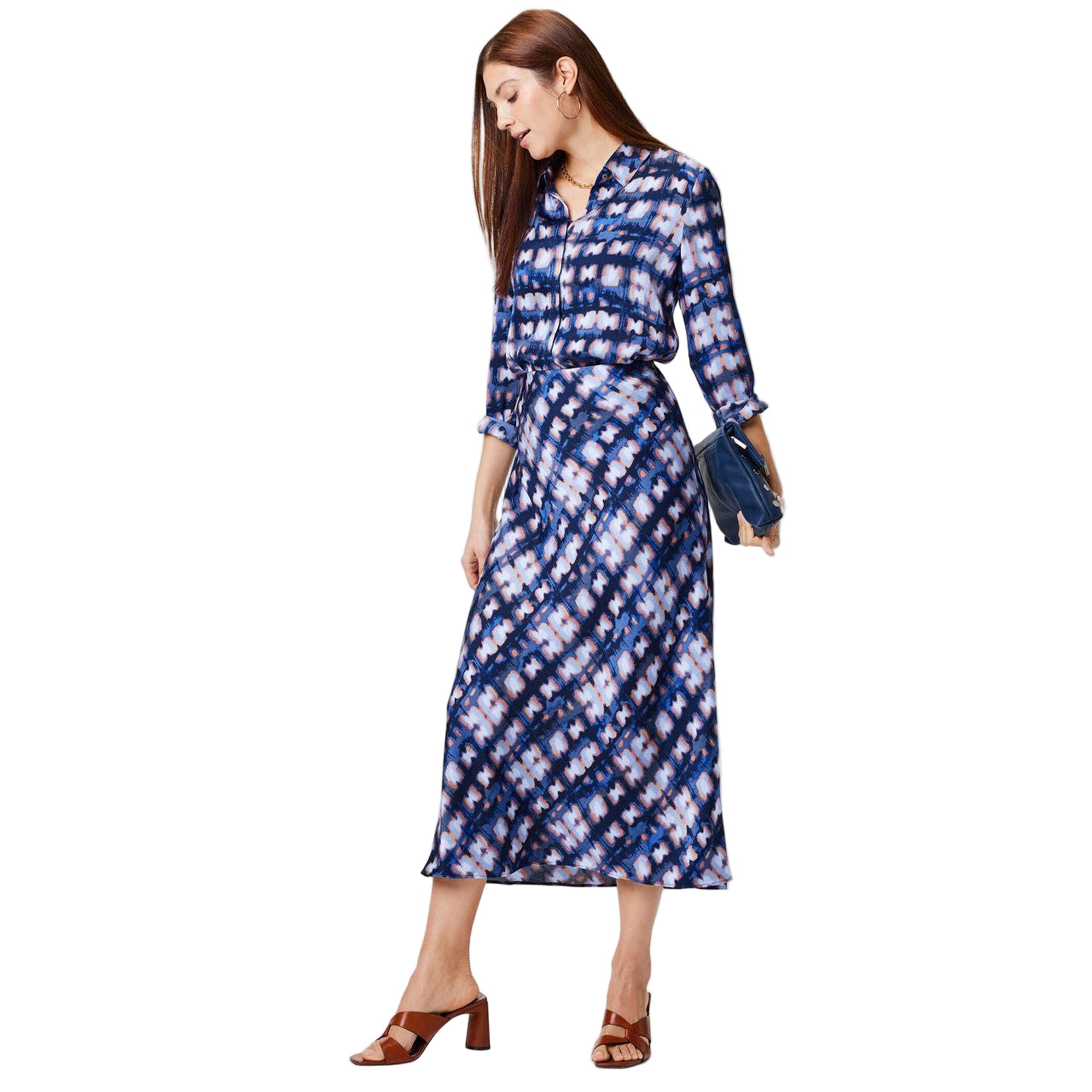 Nic & Zoe Shibori Print Slip Skirt (INDIGO)