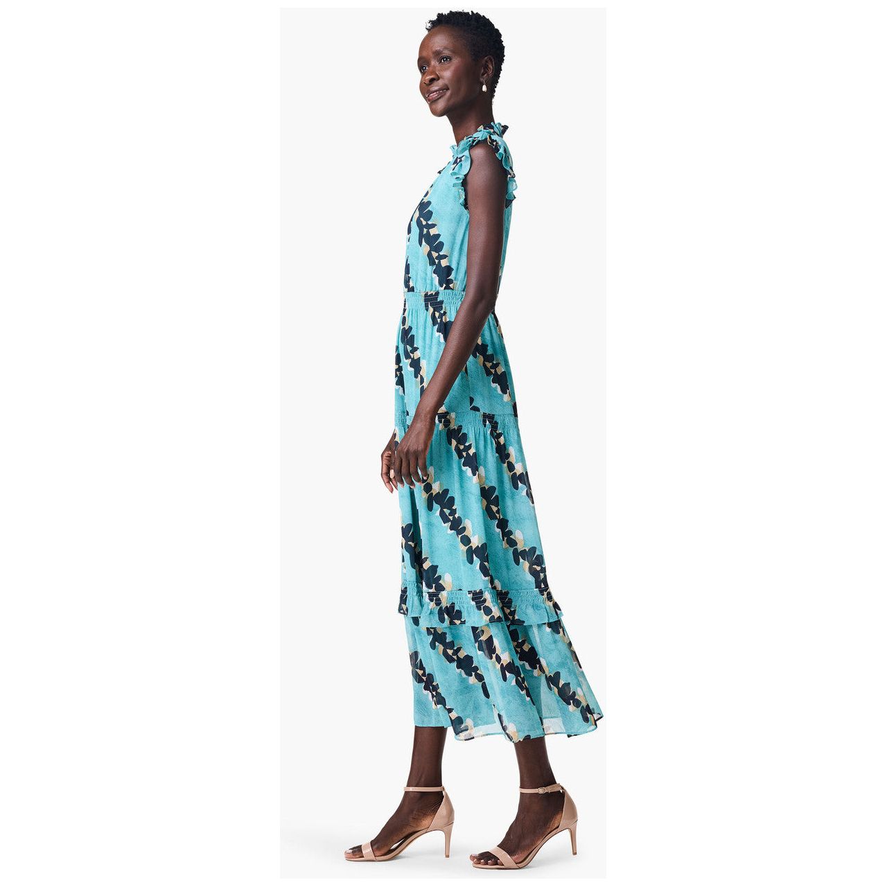 Nic & Zoe Rolling Reef print Tiered Dress (AQUA/BLK)