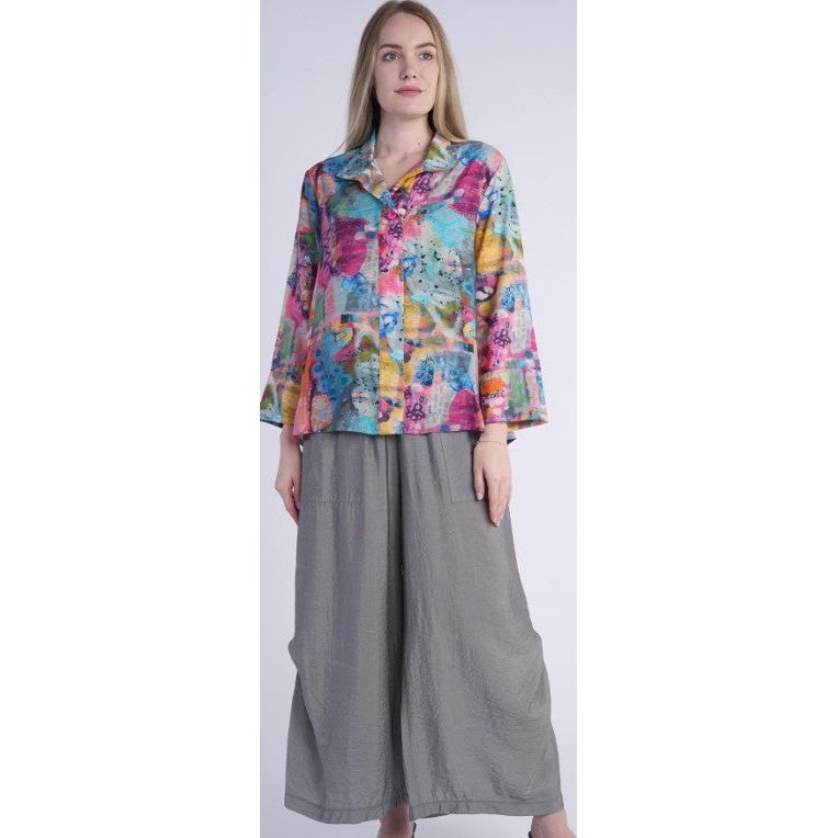 Shana Wide Leg Solid Grey Pant
