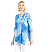 Clara Sun Woo Water Color Print V Neck Soft Tunic (TU6P1)(Peri Blu )