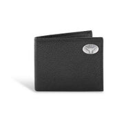 Texas Longhorn Black Pebble Leather Bi-Fold Pass Case Wallet (LWTIP)