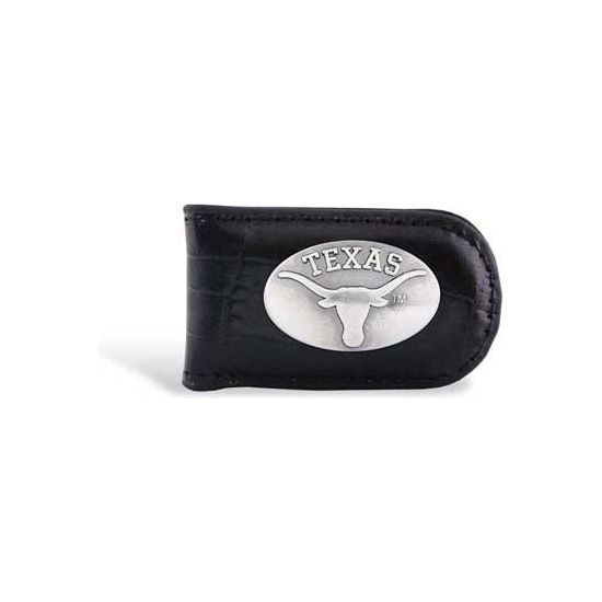 Texas Longhorn Croc Leather Money Clip (ZP UTX-MC2-CROC-BLK)
