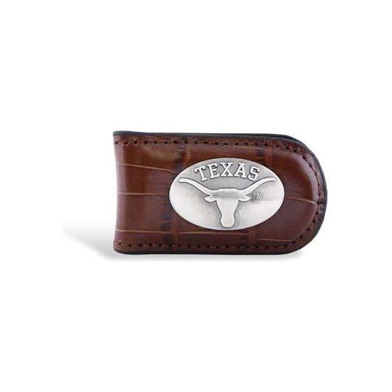 Texas Longhorn Croc Leather Money Clip (ZP UTX-MC2-CROC-TAN)
