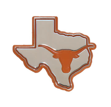 State of Texas Chrome  with Orange Vehicle Auto Car Emblem (UTX-DEB-ORG)