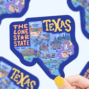 Texas Map Art Lone Star State Vinyl Sticker