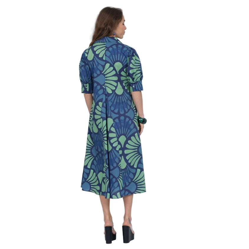 Lior Amber Floral Point Collar Dress (GRN/NVY)(Amber-3)