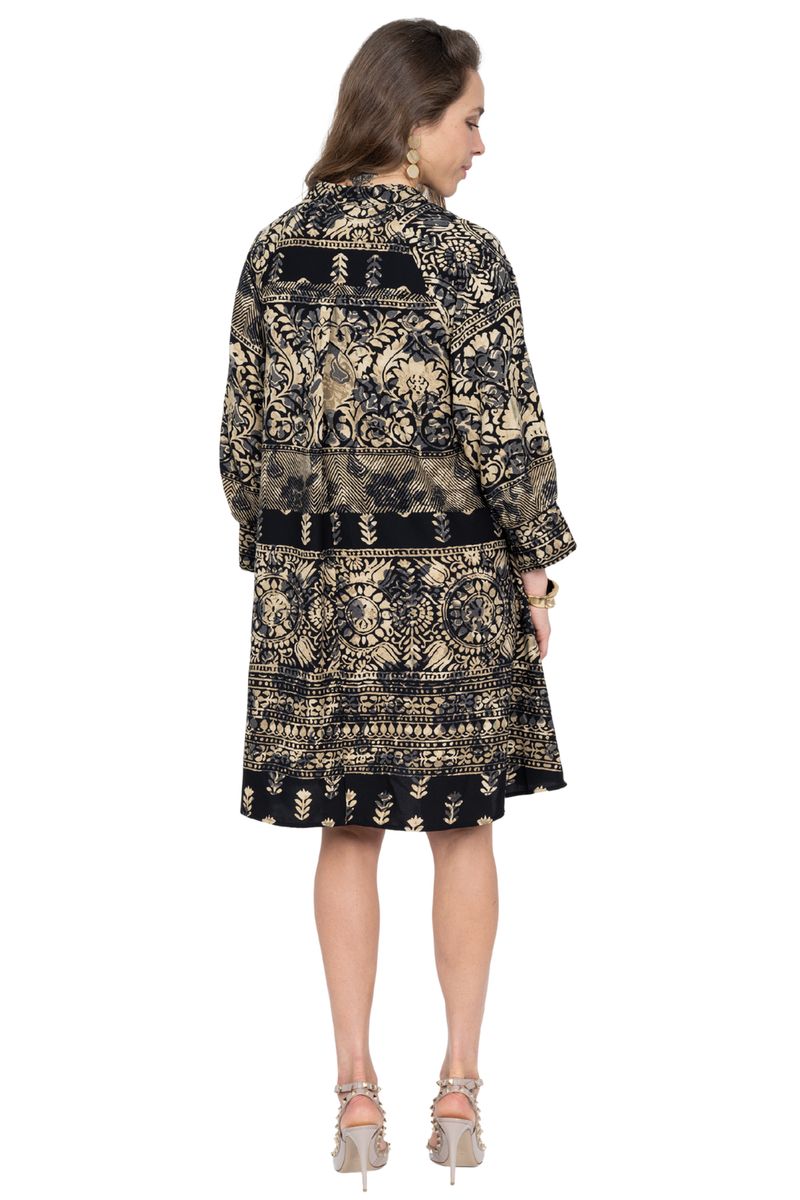 Lior Angel Band Collar Swing Dress (BLK/TAUPE) (ANGEL-3-AR)